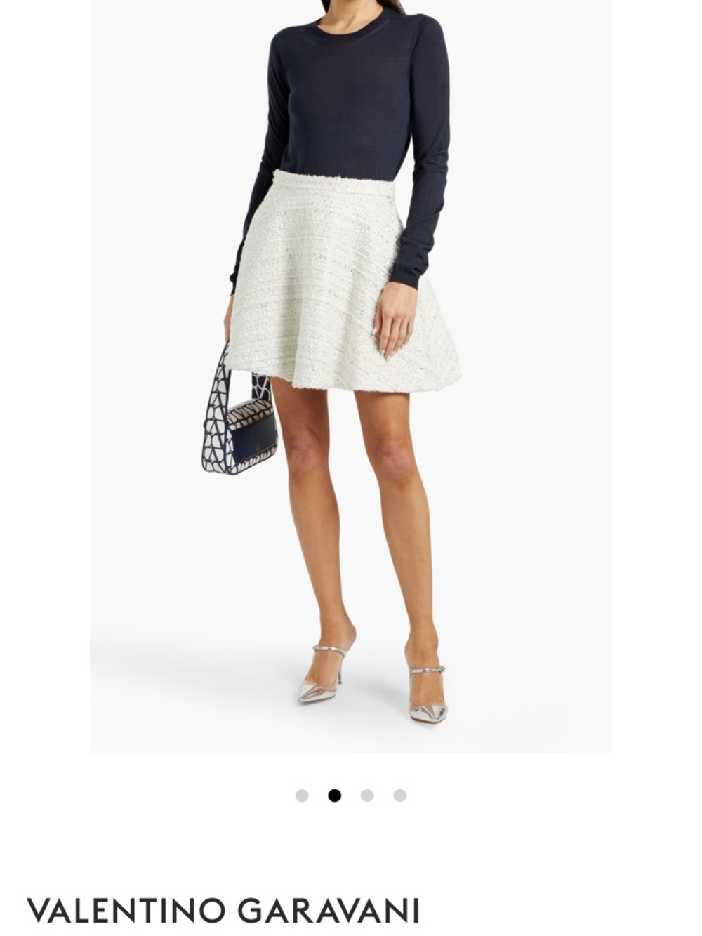 Valentino Cream Bouclé Circle Skirt